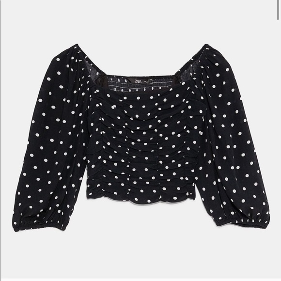 SOLD ZARA Black and White Square Neck Top - Picture 5 of 7